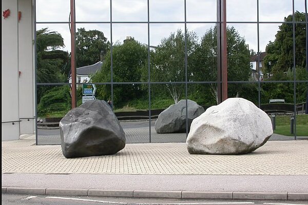 The Two Stones Sculpture which has now been removed from outside of the Kent History & Library Centre Maidstone.