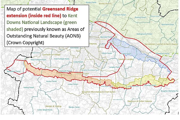 Red Line showing proposed extension to National Landscape Designation